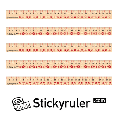 Konst och hantverk 5 linjaler Dekaler Sticker Set 30 cm för ritning Sömnad Skärbord med blom-/blommönster